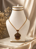 Vintage Gold-Tone Statement Pendant Necklace with Red & Green Details