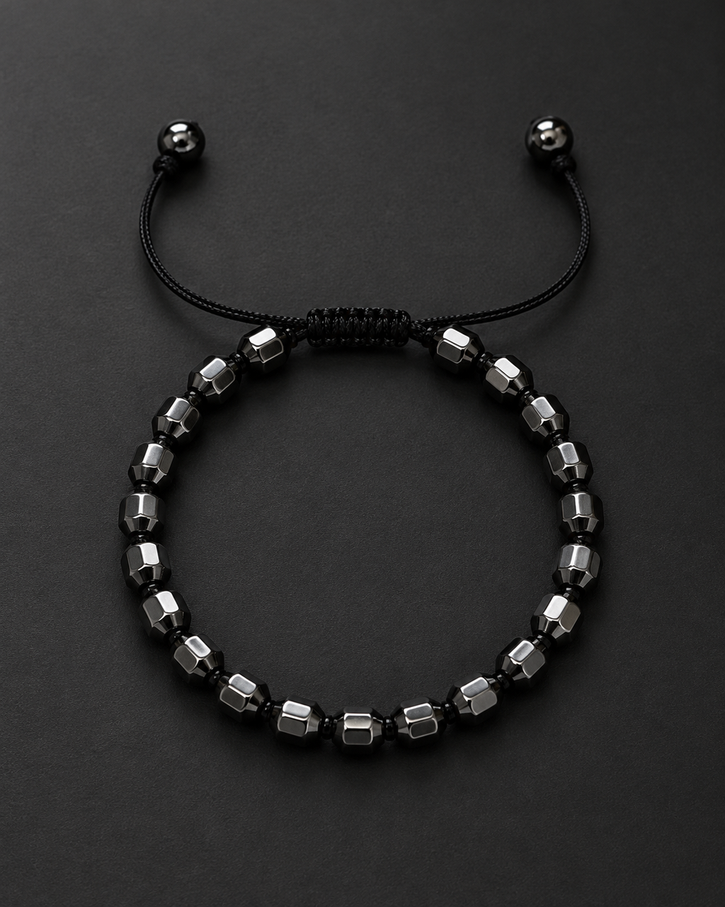 Black Chrome Geometric Beaded Bracelet