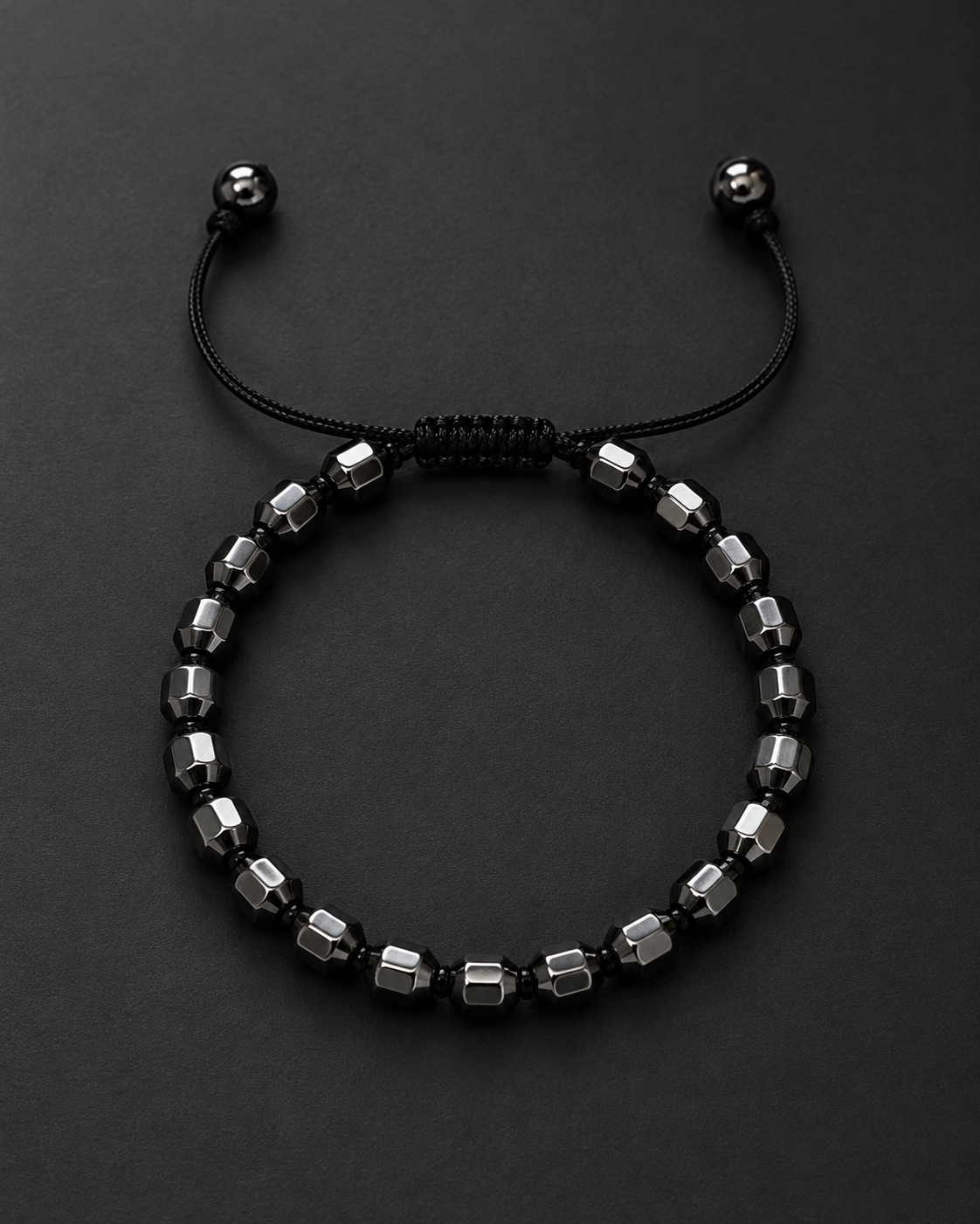 Black Chrome Geometric Beaded Bracelet