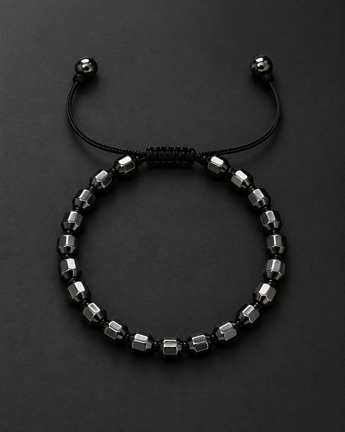 Black Chrome Geometric Beaded Bracelet